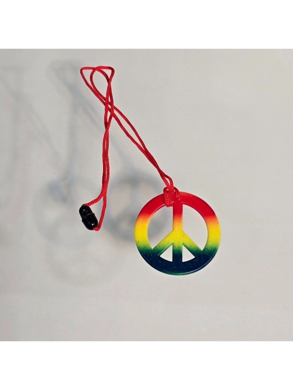 Peace Sign Symbol Rainbow Pendant Necklace Groovy Hippie Hipster